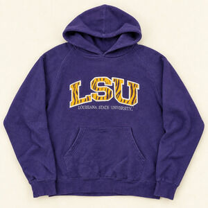 LSU Tigers Purple Hoodie Tiger Stripe Applique Pullover Sweatshirt